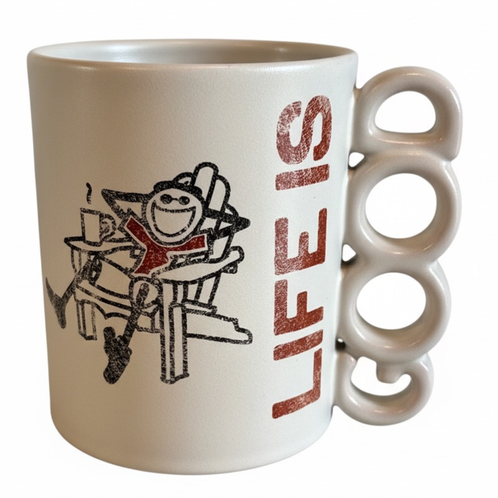 Rare 2016 Hallmark Life is Good Mug - Jake in Adirondack Chair - "GOOD" Handle